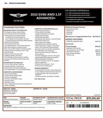 2022 Genesis GV80 3.5T