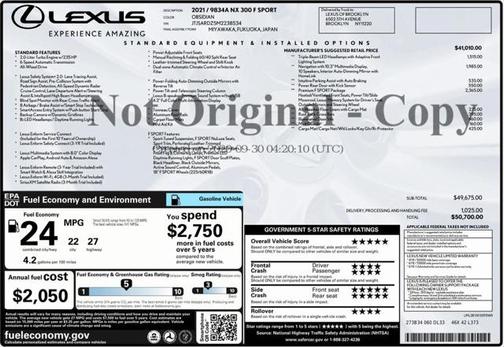 2021 Lexus NX 300 F Sport