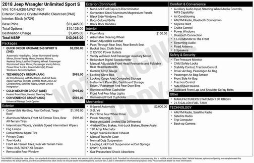 2018 Jeep Wrangler Unlimited Sport
