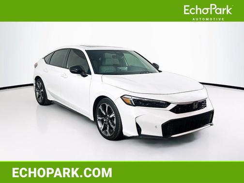 Platinum White Pearl 2025 Honda Civic Hybrid Sport Touring