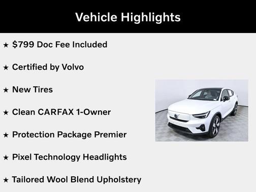 Crystal White Metallic 2023 Volvo C40 Recharge Pure Electric Twin Ultimate