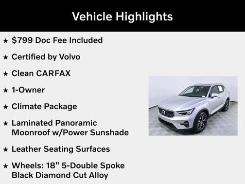 Silver Dawn Metallic 2025 Volvo XC40 B5 Core Bright Theme