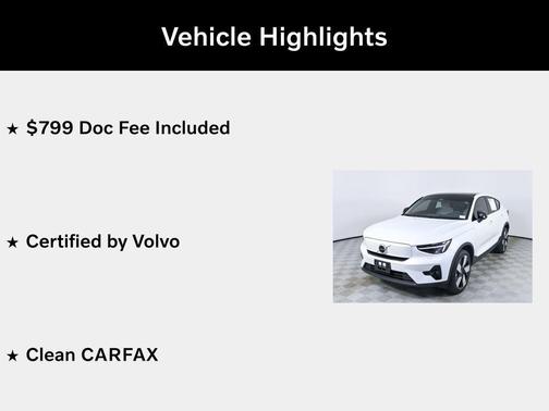 Crystal White Metallic 2023 Volvo C40 Recharge Pure Electric Twin Ultimate