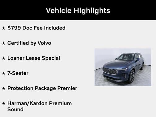 Denim Blue Metallic 2026 Volvo XC90 Plus, B6 AWD Gas (mild hybrid), Gasoline, Bright, 7 Seats