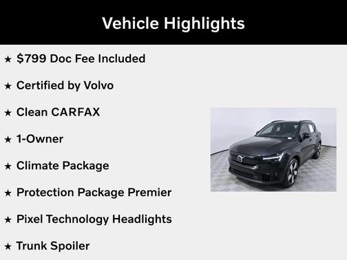 Onyx Black Metallic 2024 Volvo XC40 Recharge Pure Electric Twin Plus