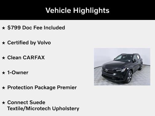 Onyx Black Metallic 2023 Volvo XC40 Recharge Pure Electric Twin Plus
