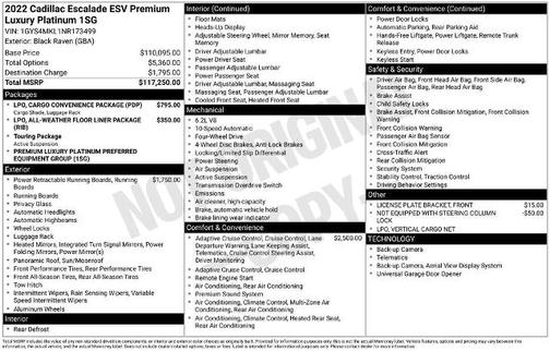 Black Raven 2022 Cadillac Escalade PREMIUM LUXURY PLATINUM
