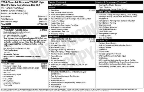 Summit White 2024 Chevrolet Silverado 2500 HIGH COUNTRY