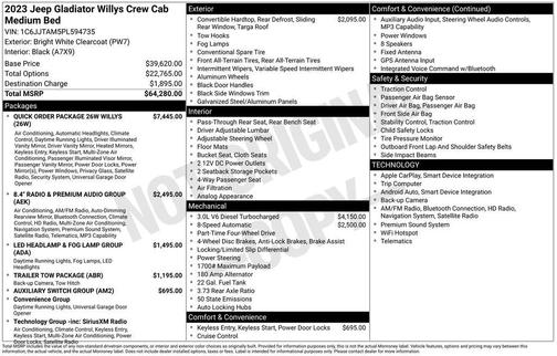 2023 Jeep Gladiator Willys 4x4