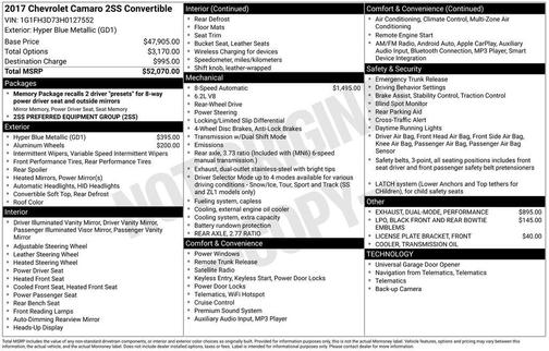 2017 Chevrolet Camaro 2SS