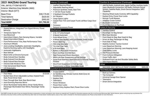 2021 Mazda Mazda6 Grand Touring