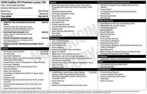 2020 Cadillac XT4 Premium Luxury