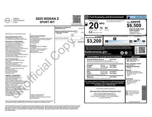 2025 Nissan Z Sport Manual Transmission