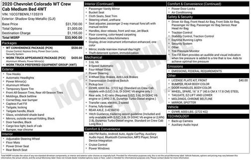 2020 Chevrolet Colorado WT