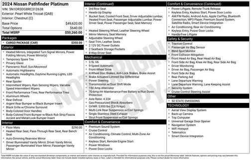 2024 Nissan Pathfinder Platinum FWD
