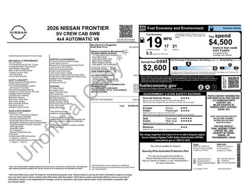 2026 Nissan Frontier SV