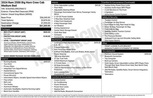 2024 RAM 2500 Big Horn Crew Cab 4x4 6'4' Box
