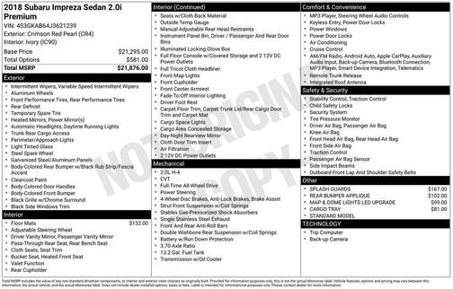 2018 Subaru Impreza 2.0i Premium