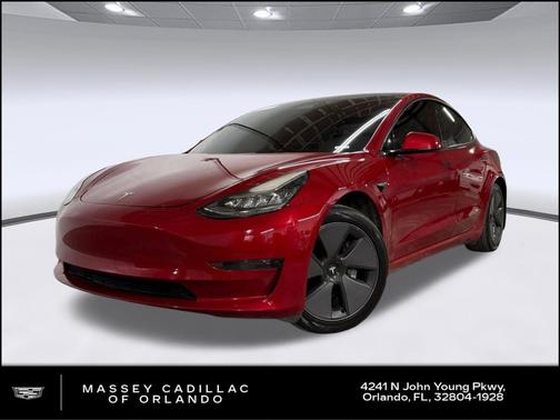 Red 2021 Tesla Model 3 Standard Range Plus