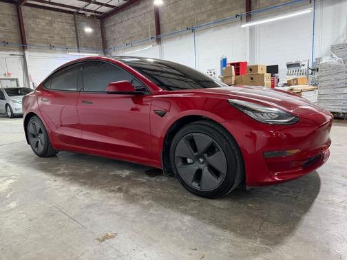 Red 2021 Tesla Model 3 Standard Range Plus