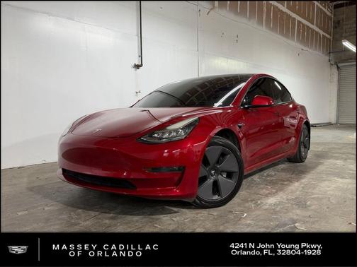 Red 2021 Tesla Model 3 Standard Range Plus
