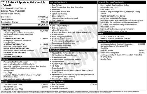 Alpine White 2013 BMW X3 xDrive28i