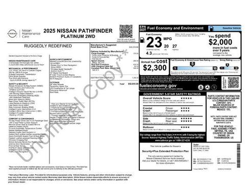 Super Black 2025 Nissan Pathfinder Platinum FWD