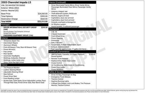 Speedway White 2003 Chevrolet Impala LS