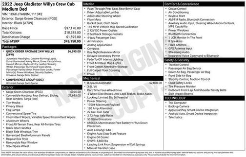 2022 Jeep Gladiator Willys 4x4