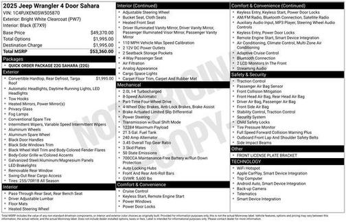 Bright White Clearcoat 2025 Jeep Wrangler 4-Door Sahara 4x4