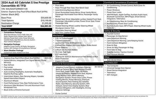2024 Audi A5 Prestige 45 TFSI S line quattro S tronic