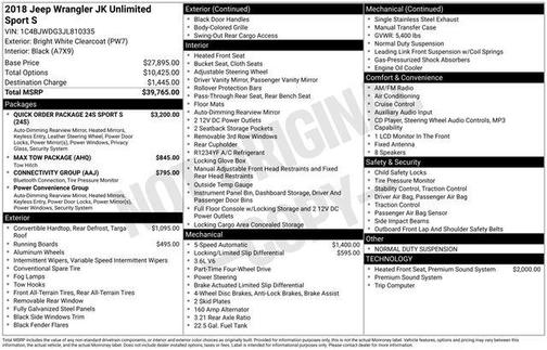 2018 Jeep Wrangler JK Unlimited Sport