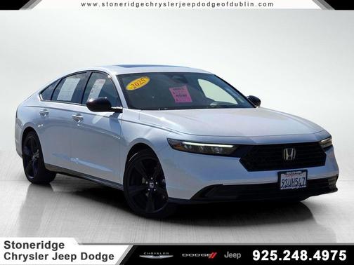 Platinum White Pearl 2025 Honda Accord Hybrid Sport-L