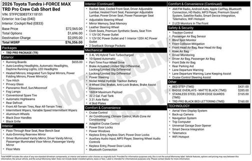 2026 Toyota Tundra Hybrid TRD Pro