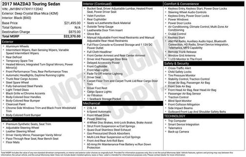 2017 Mazda Mazda3 Touring