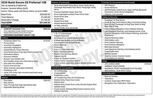 Summit White 2026 Buick Encore GX Preferred