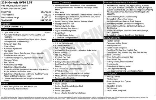 2024 Genesis GV80 2.5T