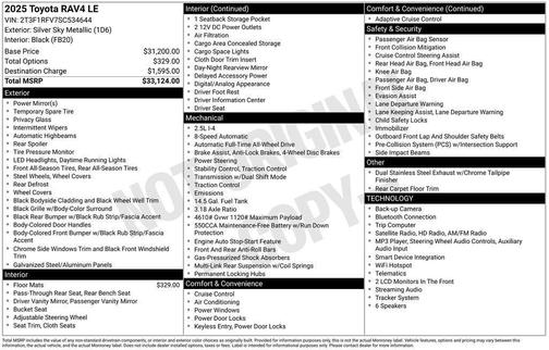 Silver Sky Metallic 2025 Toyota RAV4 LE