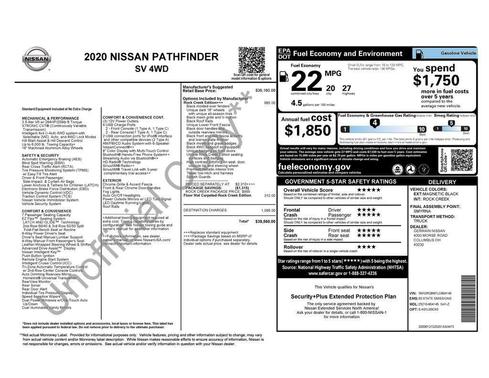 2020 Nissan Pathfinder SV 4WD