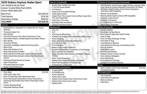 Crystal White Pearl 2020 Subaru Impreza Sport Sedan