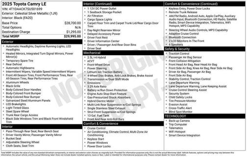 Celestial Silver Metallic 2025 Toyota Camry LE