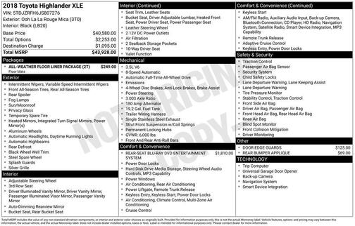 Ooh La La Rouge Mica 2018 Toyota Highlander XLE