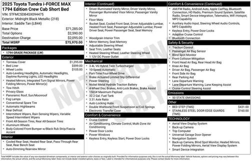 2025 Toyota Tundra Hybrid 1794 Edition