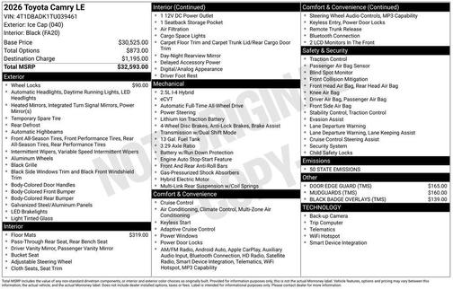 2026 Toyota Camry LE