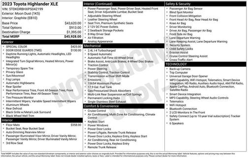 Moon Dust 2023 Toyota Highlander XLE