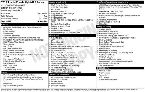 2024 Toyota Corolla Hybrid LE