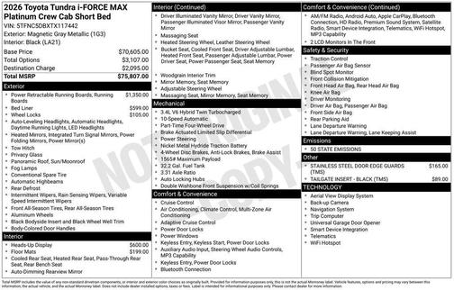 2026 Toyota Tundra Hybrid Platinum