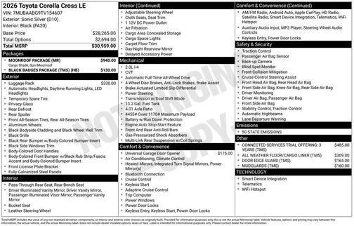 2026 Toyota Corolla Cross LE