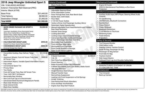 2018 Jeep Wrangler Unlimited Sport