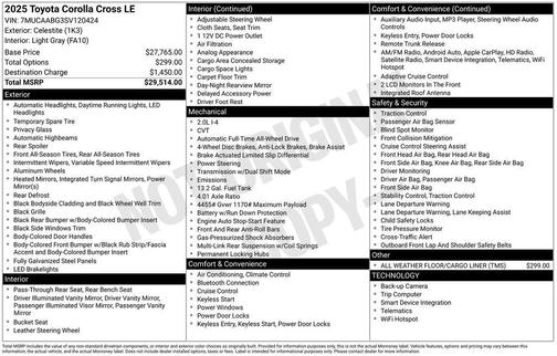 01K3 2025 Toyota Corolla Cross LE